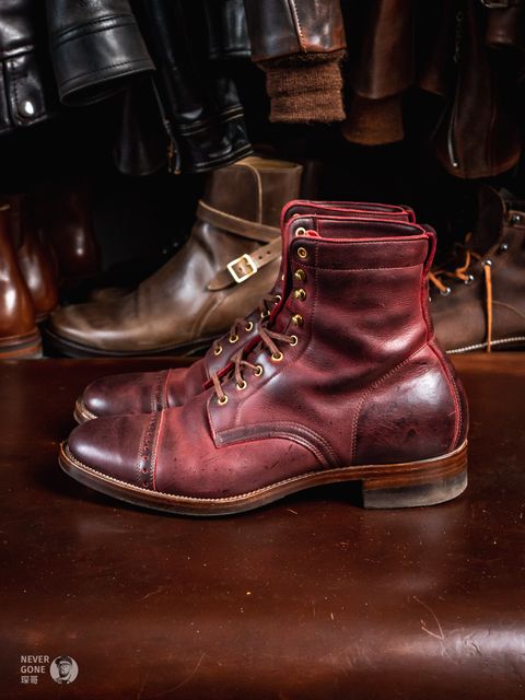Photo by NeverGoneCG on March 2, 2024 of the WM1978 Paratrooper Boots in C.F. Stead Brick Kudu.