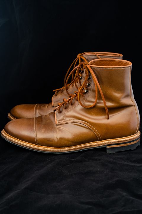 Photo by varnu on November 4, 2022 of the Viberg Halkett in Horween Bourbon Shell Cordovan.