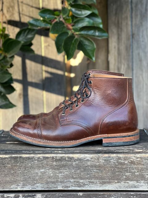 Photo by Nerdin.with.Boots on November 2, 2022 of the Viberg Service Boot BCT in Horween Mocha Vintage.