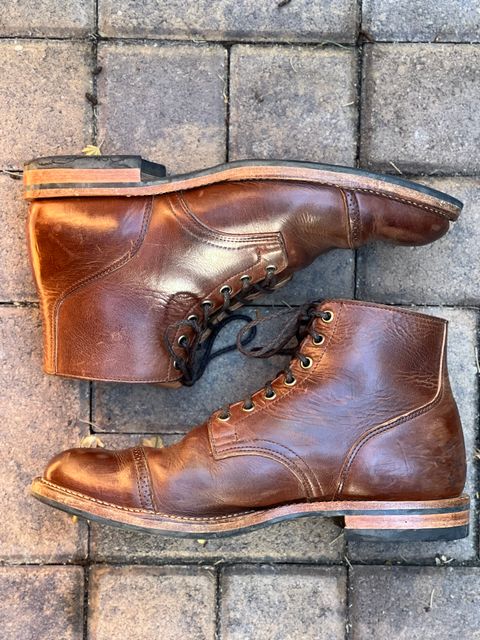 Photo by Nerdin.with.Boots on November 2, 2022 of the Viberg Service Boot BCT in Horween Mocha Vintage.