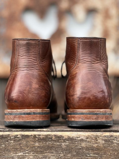 Photo by Nerdin.with.Boots on January 1, 2023 of the Viberg Service Boot BCT in Horween Mocha Vintage.