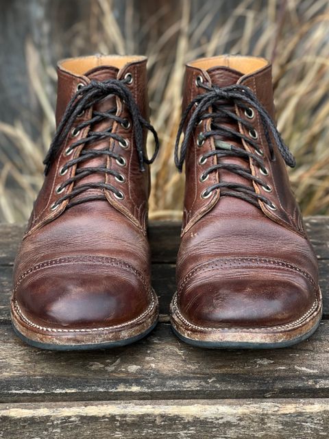 Photo by Nerdin.with.Boots on January 1, 2023 of the Viberg Service Boot BCT in Horween Mocha Vintage.