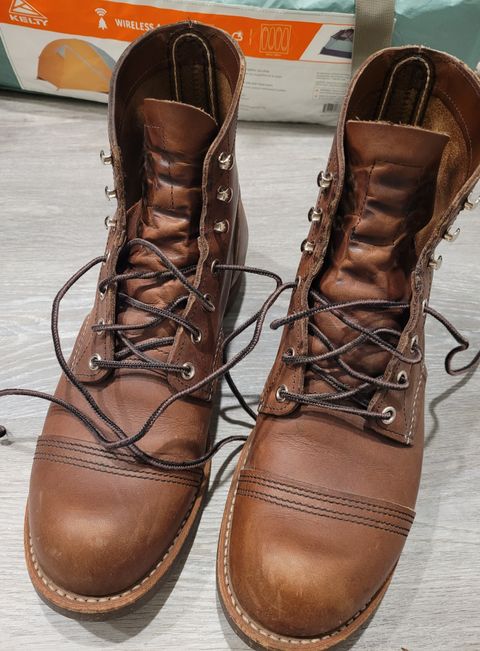 Photo by quantum_quetzal on July 7, 2022 of the Red Wing Iron Ranger in S.B. Foot Amber Harness.