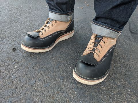 Photo by Coop on August 29, 2024 of the Wesco Jobmaster in Seidel Black Oil Tan & Seidel Burlap.
