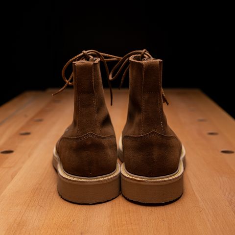 Photo by vubui on December 29, 2023 of the Tricker's x The Bureau Belfast Combat Boot in C.F. Stead Snuff Repello Calf Suede.