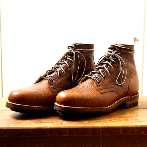 Photo by putzinboots on October 22, 2023 of the Truman Service Boot in Law Tanning Cognac Big Horn Shrunken Bison.