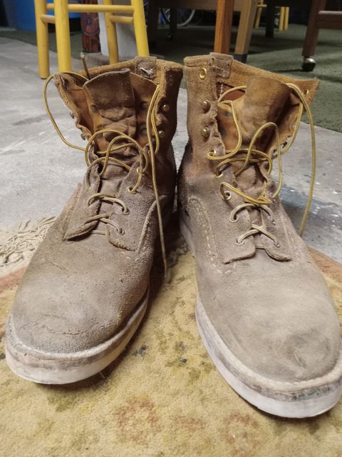 Photo by peanutbutter on December 6, 2023 of the Wesco Jobmaster in Seidel British Tan Domain Roughout.