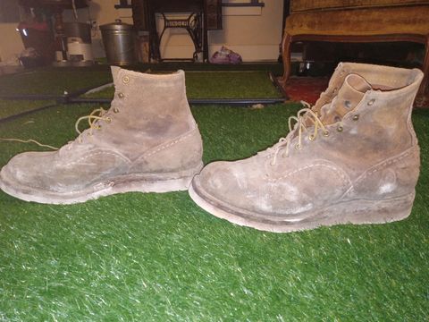 Photo by peanutbutter on March 6, 2024 of the Wesco Jobmaster in Seidel British Tan Domain Roughout.