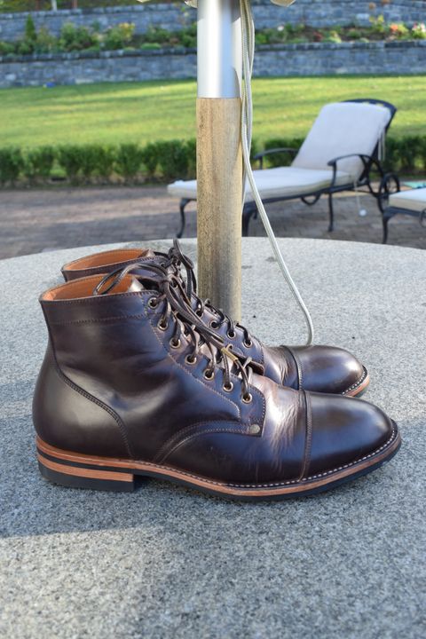 Photo by Clem on November 7, 2023 of the Midas Service Boot in Indonesian Dark Brown Pull Up.