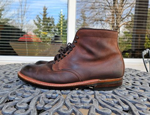 Photo by jj4483 on March 4, 2024 of the Alden Plain Toe Boot in Horween Tobacco Smooth Chamois.