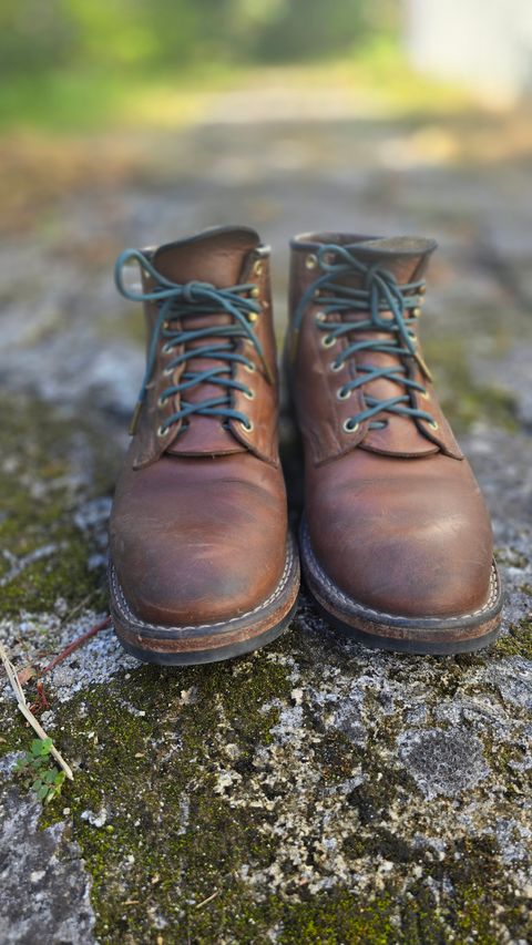 Photo by ShadyBoots on April 5, 2024 of the Nicks MTO in Horween Natural Chromexcel.