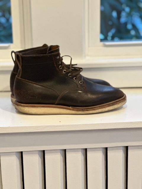 Photo by ferf on January 2, 2023 of the Viberg Scout Boot in Horween Brown Waxed Flesh.
