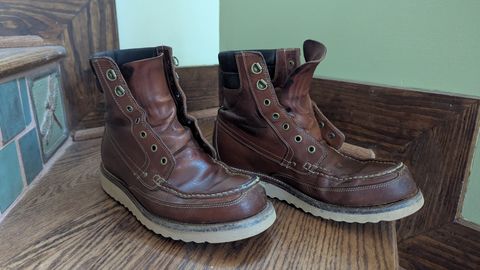 Photo by Eazyianish on July 8, 2026 of the Grant Stone Field Boot in Badalassi Carlo Saddle Tan Minerva.