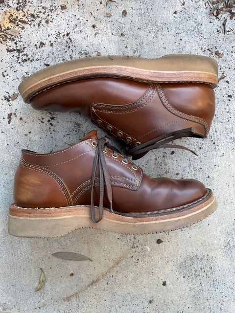 Photo by mrchaselm on March 5, 2023 of the White's Oxford in Horween British Tan Chromexcel.