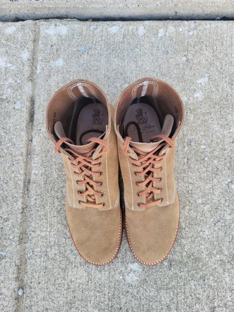 Photo by MagicBeardMan86 on October 4, 2022 of the John Lofgren M-43 Service Shoes in Horween Natural Chromexcel Roughout.