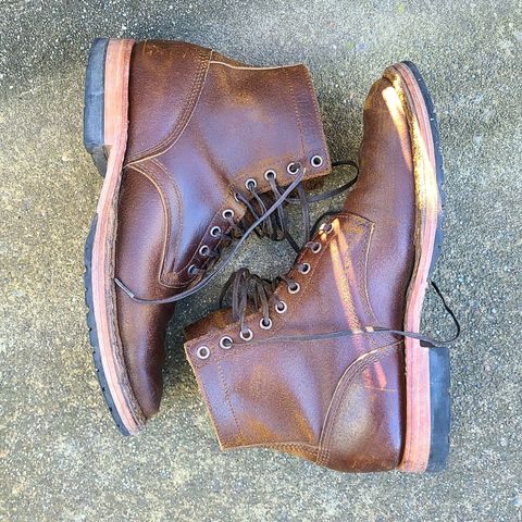 Photo by donyey on January 3, 2024 of the White's MP-Sherman Plain Toe in Horween Cinnamon Waxed Flesh.