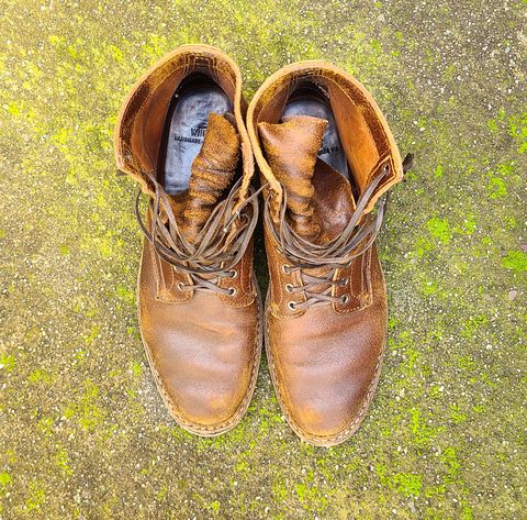 Photo by donyey on February 3, 2024 of the White's MP-Sherman Plain Toe in Horween Cinnamon Waxed Flesh.