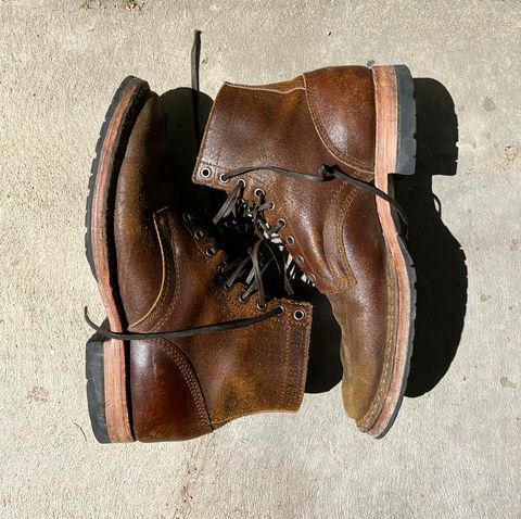 Photo by donyey on April 4, 2024 of the White's MP-Sherman Plain Toe in Horween Cinnamon Waxed Flesh.