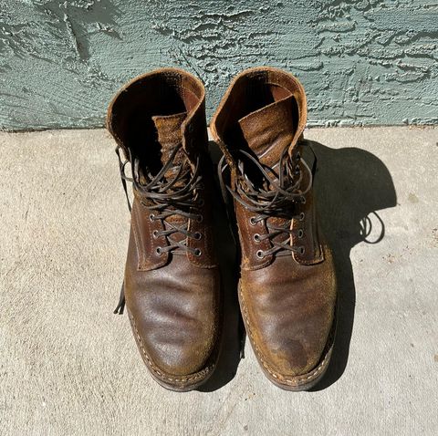 Photo by donyey on April 4, 2024 of the White's MP-Sherman Plain Toe in Horween Cinnamon Waxed Flesh.