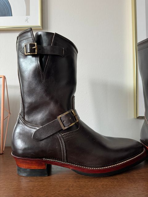 Photo by fishtownfades on April 19, 2024 of the Briselblack The Keeper 'Type 2' Engineer Boot in Maryam Dark Brown Horsebutt.