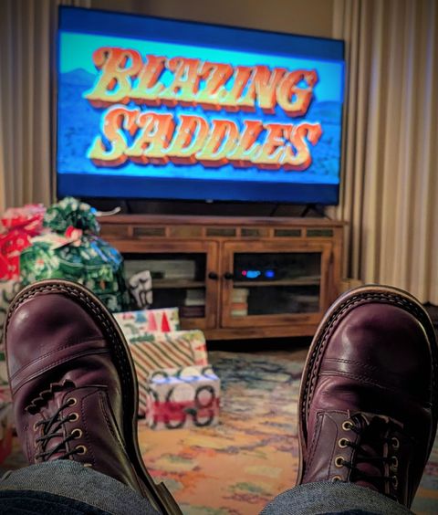Photo by workwearfit on December 23, 2025 of the White's Bounty Hunter in Horween Burgundy Chromexcel Horsehide.