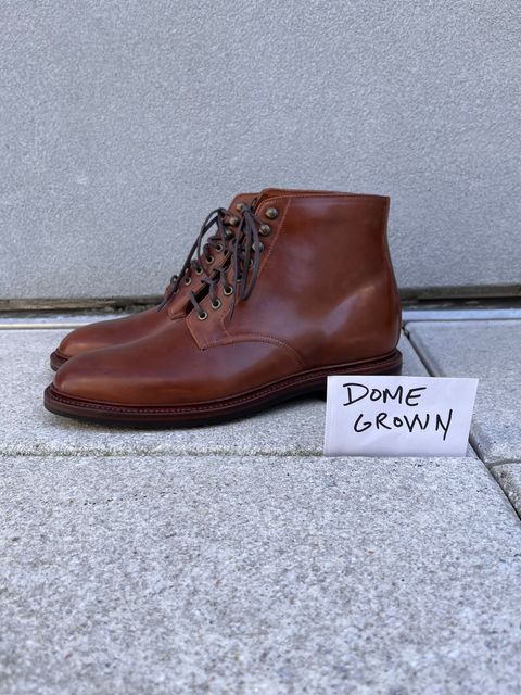 Photo by uglyshoes on November 3, 2023 of the Grant Stone Edward Boot in Horween Honey Glazed Shell Cordovan.