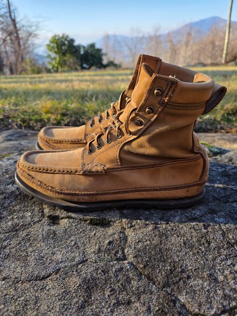 Photo by redfishjoefish on January 5, 2026 of the Russell Moccasin Co. Joe's PH Premier Build in S.B. Foot Peco Chamois.