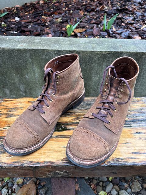 Photo by Way2Jeff on March 6, 2024 of the John Lofgren Combat Boots in Horween Natural Chromexcel Roughout.