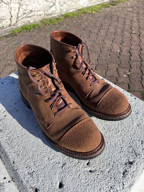 Photo by Way2Jeff on April 5, 2024 of the John Lofgren Combat Boots in Horween Natural Chromexcel Roughout.