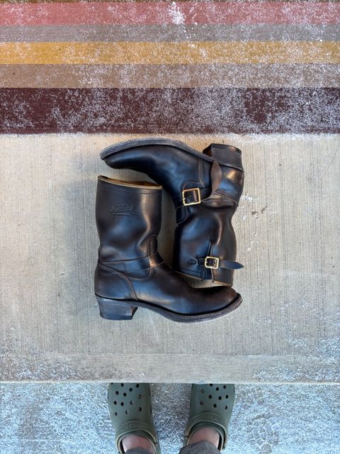 Photo by LastOfTheMohicans on December 1, 2025 of the Role Club Engineer Boots in Shinki Hand-Finished Black Horsehide.