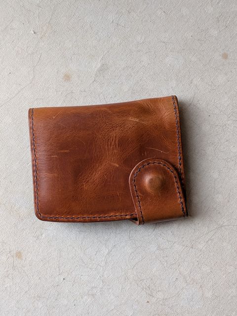 Photo by rabton on January 5, 2026 of the Ambar Snap Wallet in Conceria Walpier Navy Buttero & Badalassi Carlo Natural Waxy & Horween Armagnac Shell Cordovan.