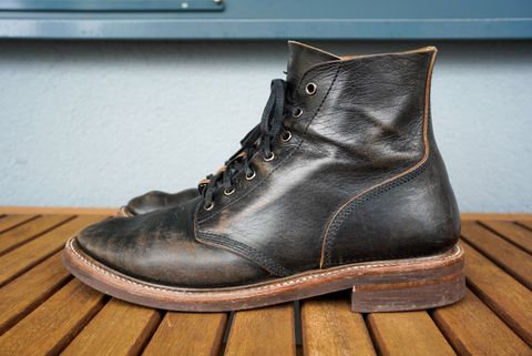 Photo by palletshots on April 1, 2024 of the John Lofgren M-43 Service Shoes in Shinki Black Teacore Horsebutt.