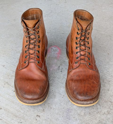 Photo by chilly on January 1, 2025 of the Flame Panda Service Boot in Maryam Natural Horsebutt.