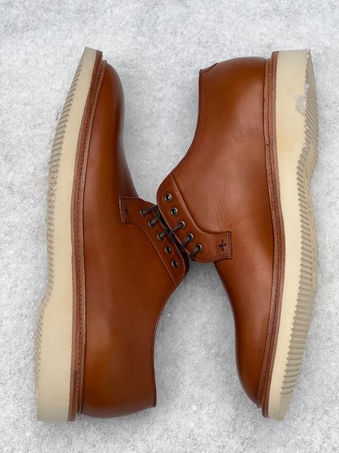 Photo by fjaagewaage on November 26, 2023 of the Grant Stone Plain Toe Blucher in Badalassi Carlo Saddle Tan Minerva.