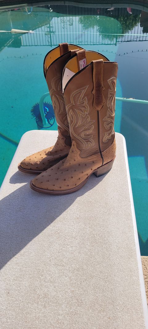 Photo by tekufu on October 1, 2023 of the Cowtown Boots J Toe in Cognac Ostrich .