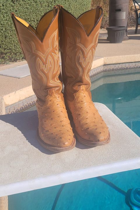 Photo by tekufu on November 1, 2023 of the Cowtown Boots J Toe in Cognac Ostrich .