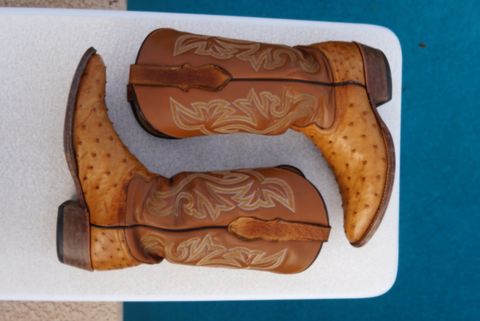 Photo by tekufu on February 5, 2024 of the Cowtown Boots J Toe in Cognac Ostrich .