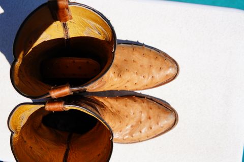 Photo by tekufu on April 3, 2024 of the Cowtown Boots J Toe in Cognac Ostrich .