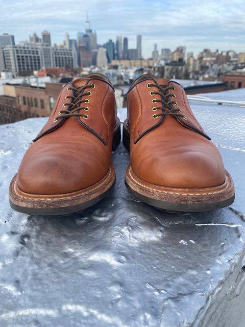 Photo by storybook.oak on January 2, 2023 of the Tricker's Robert Plain Derby Shoe in Horween Natural Dublin.