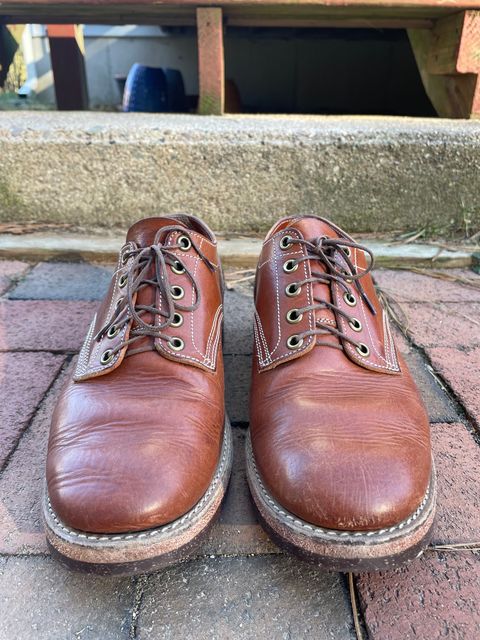 Photo by NewEnglandIndigo on February 3, 2024 of the Onderhoud LVL01 Derby Boot in Badalassi Carlo Cognac Minerva.