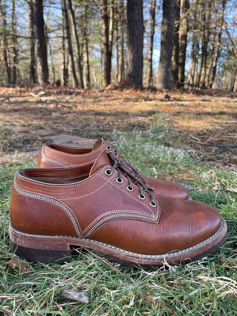 Photo by NewEnglandIndigo on February 3, 2024 of the Onderhoud LVL01 Derby Boot in Badalassi Carlo Cognac Minerva.