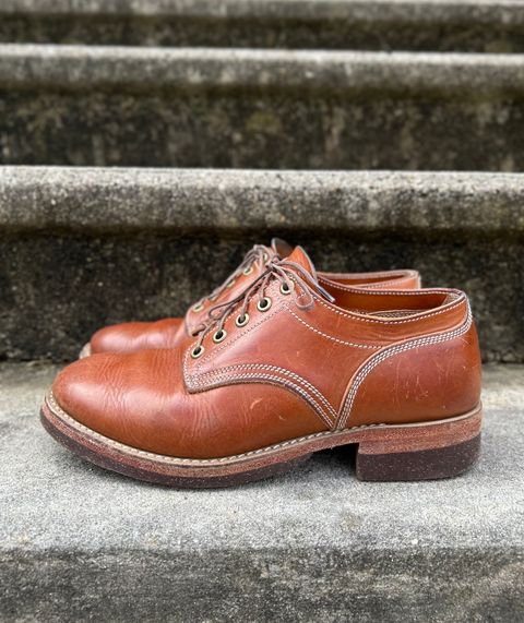 Photo by NewEnglandIndigo on March 3, 2024 of the Onderhoud LVL01 Derby Boot in Badalassi Carlo Cognac Minerva.