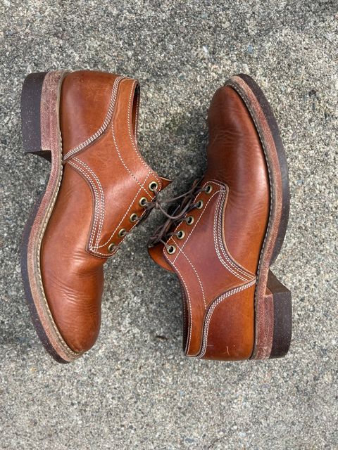 Photo by NewEnglandIndigo on March 3, 2024 of the Onderhoud LVL01 Derby Boot in Badalassi Carlo Cognac Minerva.