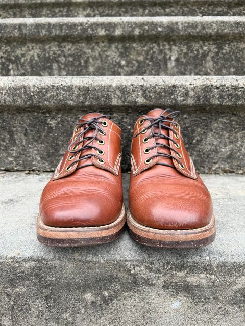 Photo by NewEnglandIndigo on April 2, 2024 of the Onderhoud LVL01 Derby Boot in Badalassi Carlo Cognac Minerva.