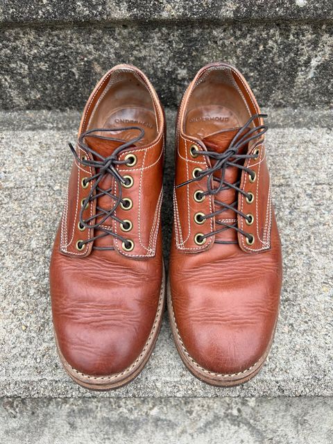 Photo by NewEnglandIndigo on April 2, 2024 of the Onderhoud LVL01 Derby Boot in Badalassi Carlo Cognac Minerva.