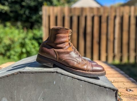 Photo by demo on October 17, 2024 of the White's MP-Sherman Toe Cap in Horween Cinnamon Waxed Flesh.