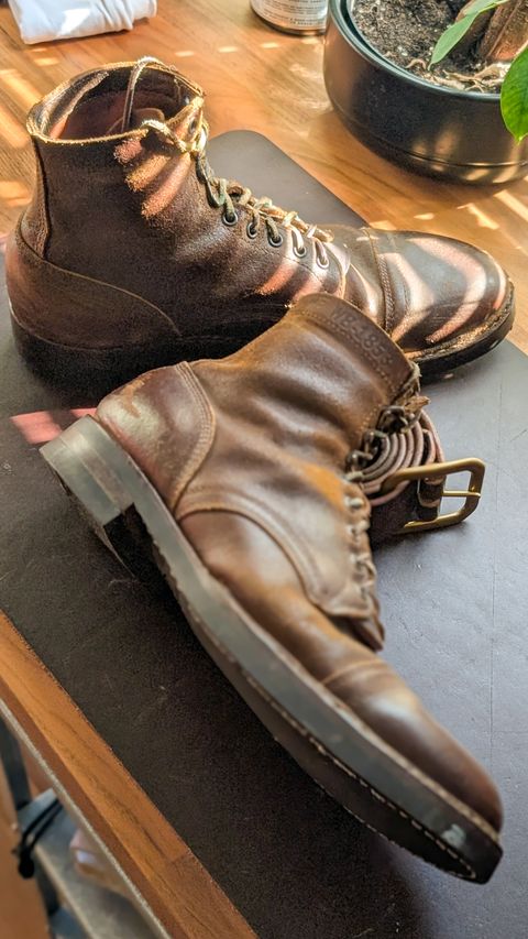 Photo by demo on January 11, 2026 of the White's MP-Sherman Toe Cap in Horween Cinnamon Waxed Flesh.