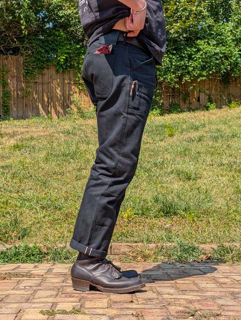 Photo by demo on September 10, 2025 of the Heritage Quality Goods Work Pants in Black Japanese Selvedge.
