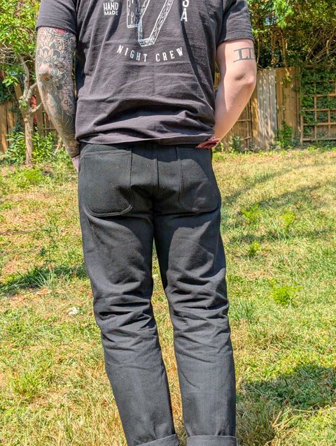 Photo by demo on September 10, 2025 of the Heritage Quality Goods Work Pants in Black Japanese Selvedge.