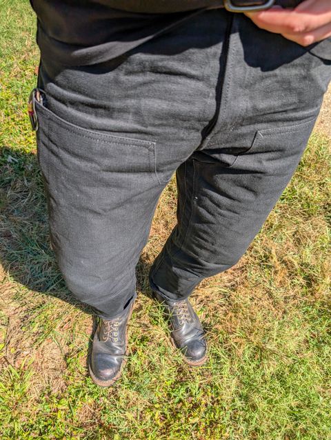 Photo by demo on September 26, 2025 of the Heritage Quality Goods Work Pants in Black Japanese Selvedge.